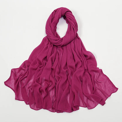 Hijab Froissé Noravia™ — Rayonne Légère et Élégante (Grande Taille)