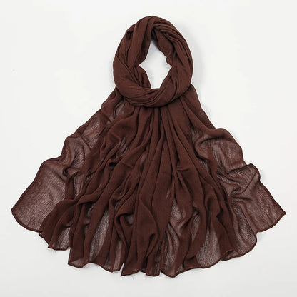 Hijab Froissé Noravia™ — Rayonne Légère et Élégante (Grande Taille)