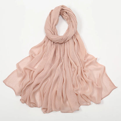 Hijab Froissé Noravia™ — Rayonne Légère et Élégante (Grande Taille)