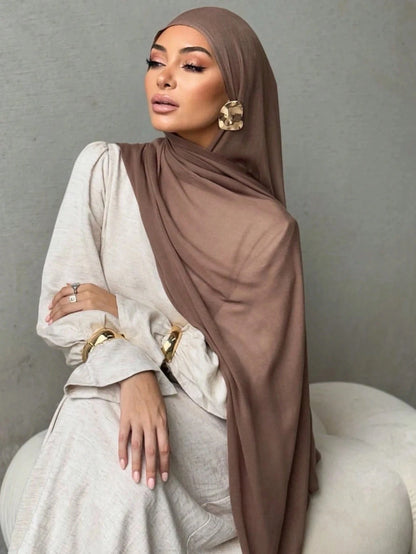 Hijab Noravia™ — Écharpe Longue en Coton & Modal Haute Qualité (70×180 cm)