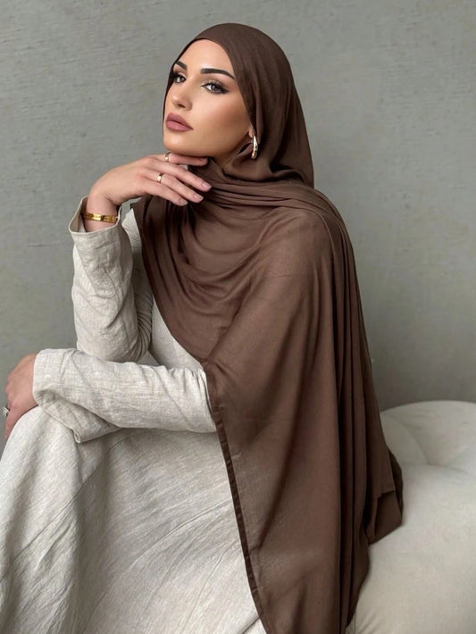 Hijab Noravia™ — Écharpe Longue en Coton & Modal Haute Qualité (70×180 cm)