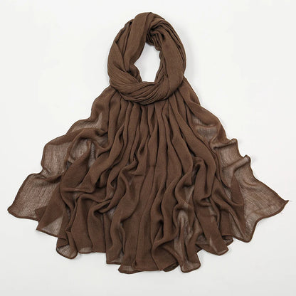 Hijab Froissé Noravia™ — Rayonne Légère et Élégante (Grande Taille)