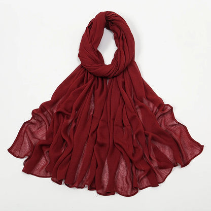 Hijab Froissé Noravia™ — Rayonne Légère et Élégante (Grande Taille)
