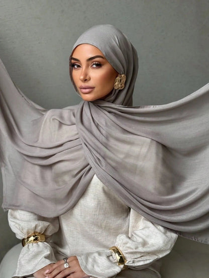Hijab Noravia™ — Écharpe Longue en Coton & Modal Haute Qualité (70×180 cm)