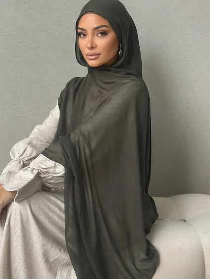 Hijab Noravia™ — Écharpe Longue en Coton & Modal Haute Qualité (70×180 cm)