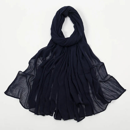 Hijab Froissé Noravia™ — Rayonne Légère et Élégante (Grande Taille)