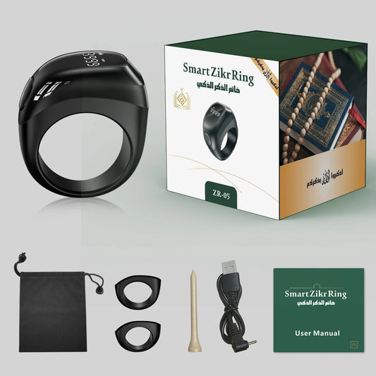 Bague Zikr Intelligente Noravia™  — Compteur Tasbih OLED avec Rappels de Prière