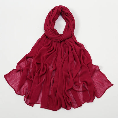 Hijab Froissé Noravia™ — Rayonne Légère et Élégante (Grande Taille)