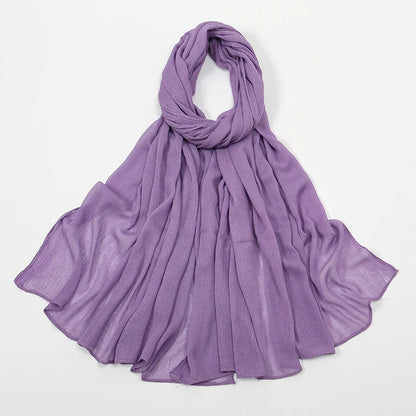 Hijab Froissé Noravia™ — Rayonne Légère et Élégante (Grande Taille)