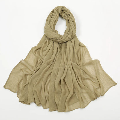 Hijab Froissé Noravia™ — Rayonne Légère et Élégante (Grande Taille)