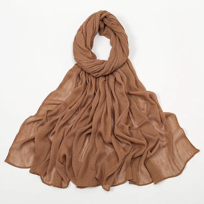 Hijab Froissé Noravia™ — Rayonne Légère et Élégante (Grande Taille)