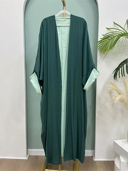 Abaya-Kimono Réversible Noravia™ — Élégance Modeste Inspirée de Dubaï