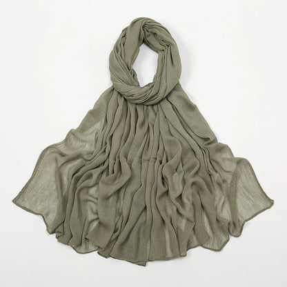 Hijab Froissé Noravia™ — Rayonne Légère et Élégante (Grande Taille)